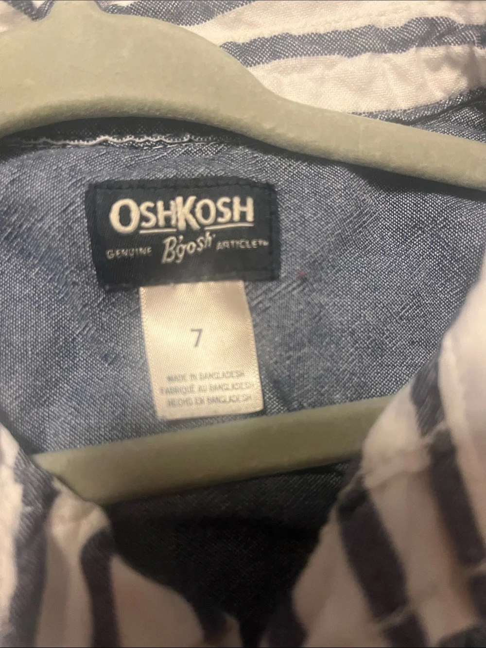 OshKosh B'gosh White and Navy Striped Button-Down Shirt